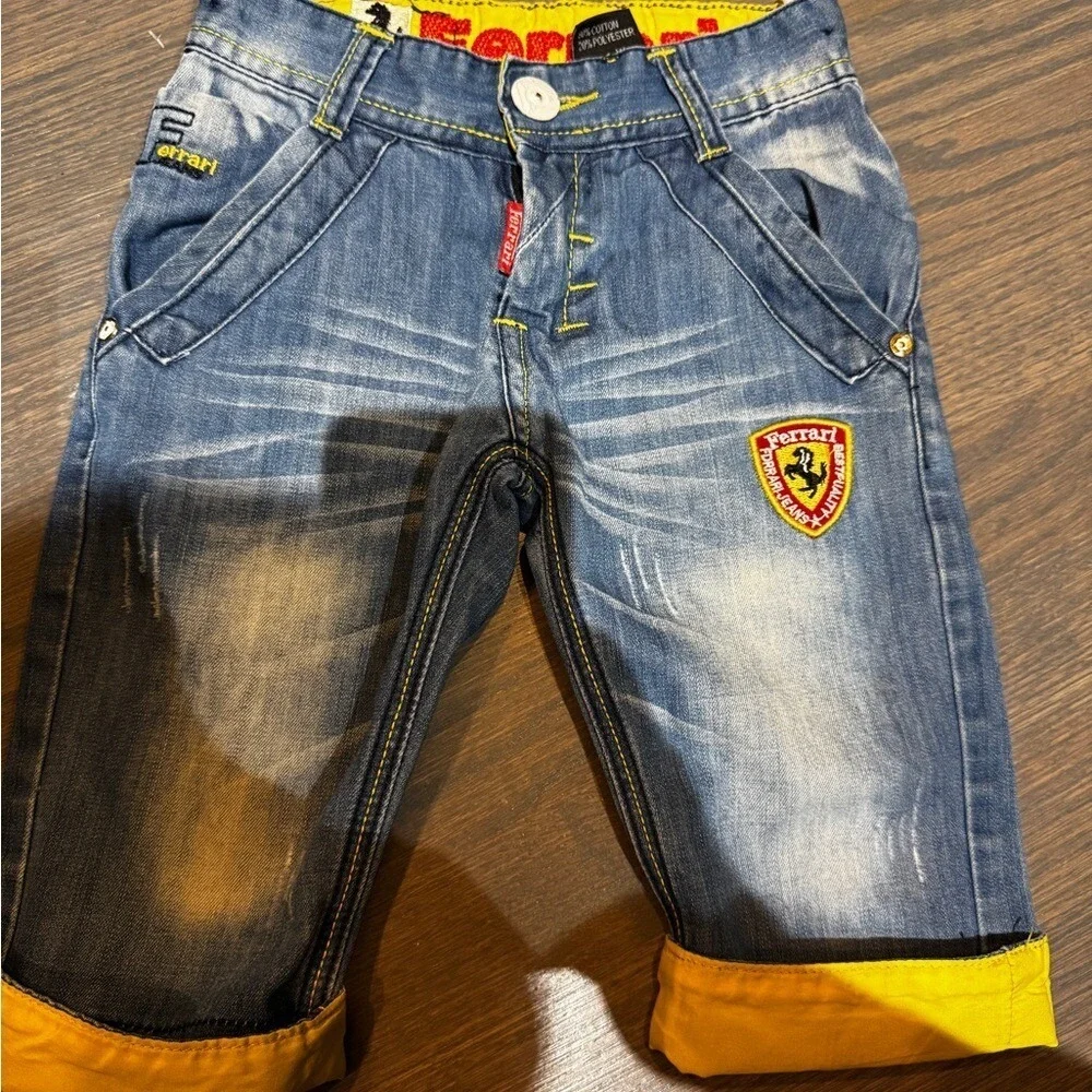 Ferrari Kids‎ Denim Shorts with Yellow Accents size 4